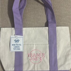 Trader Joe's Lavender and Cream Canvas Tote